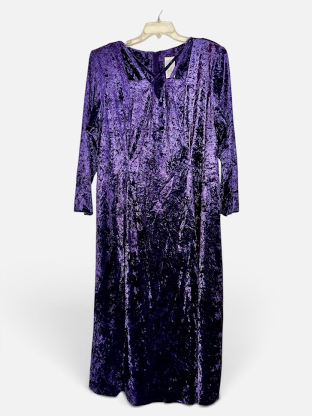 VTG Deadstock Crushed Velvet Dress Amethyst Witchy Whimsigoth Dark Romantic 18W